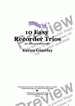 page one of Tremendous Trios: 10 Easy Recorder Trios