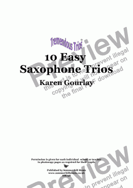 page one of Tremendous Trios: 10 Easy Saxophone Trios
