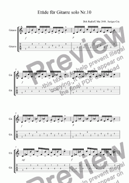 page one of Etüde Nr.10 für Gitarre solo