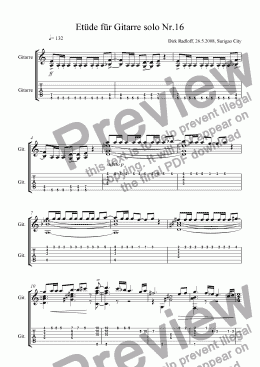 page one of Etüde Nr.16 für Gitarre solo