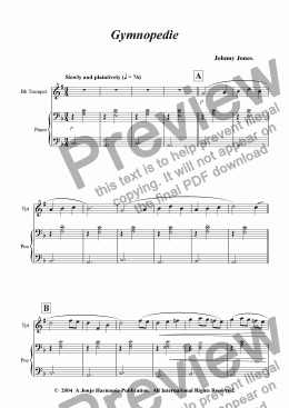 page one of Gymnopedie   (Bb Trumpet and Piano)