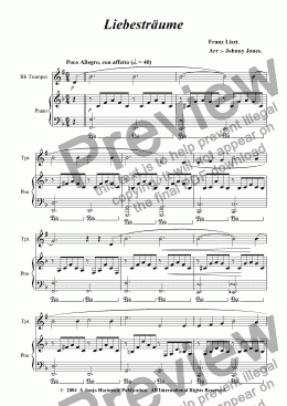 page one of Liebestraume   (Bb Trumpet and Piano)