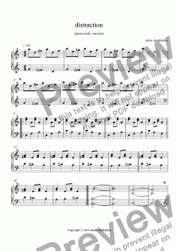 page one of driven by distraction (piano only version)