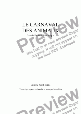 page one of Carnival of the Animals: 01. Introduction and Royal March of the Lion
