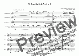page one of Air from the Suite No. 3 in D for Clarinet Quartet