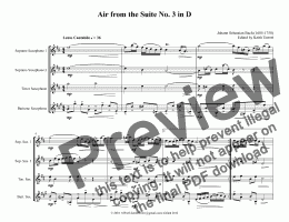page one of Air from the Suite No. 3 in D for Saxophone Quartet