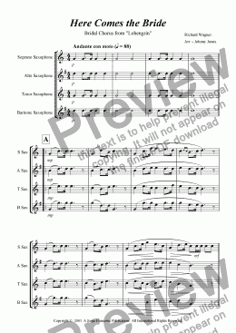 page one of Here Comes the Bride   "Bridal Chorus"  from "Lohengrin"