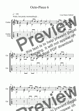 page one of Octo-Piece No 6 - Solo Fingerstyle Guitar (with TAB)