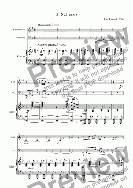 page one of Trio for Clarinet, Cello and Piano: 3. Scherzo