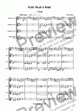 page one of Blues, Ballad & Boogie - Clarinet Quartet