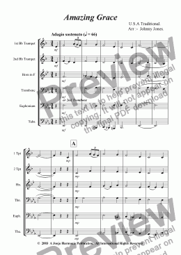page one of Amazing Grace   (Jnr 6 Brass + )