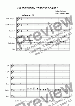 page one of Say Watchman, What of the Night ?   ( School 6 Brass + )