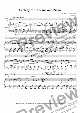 page one of Fantasy for Clarinet and Piano
