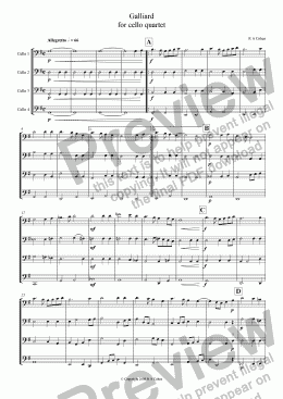 page one of GALLIARD - for four cellos
