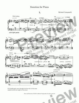 page one of Sonatina for Piano Solo 