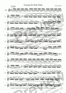 page one of Toccata for solo flute