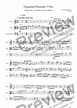 page one of Fugueing Pizzacato # One - for String Trio