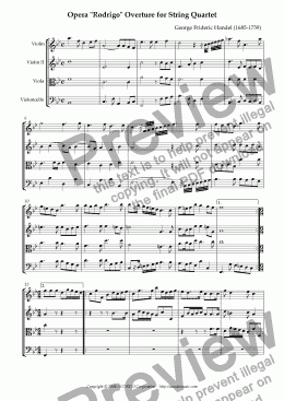 page one of Opera "Rodrigo" HWV.5 Overture for String Quartet