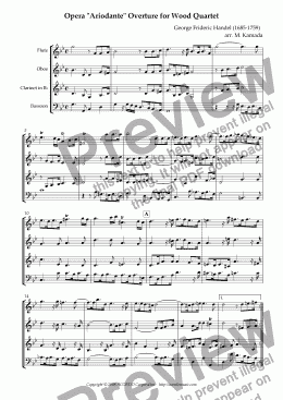 page one of Opera "Ariodante" HWV.33 Overture for Wood Quartet