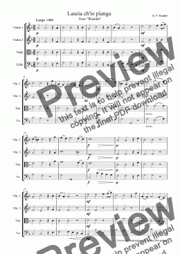 page one of Handel Lascia ch'io pianga for String Quartet