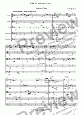 page one of Tchaikovsky - SUITE - for string orchestra