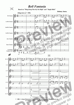 page one of Bell Fantasia   (A Christmas Fantasy for Clarinet Choir)