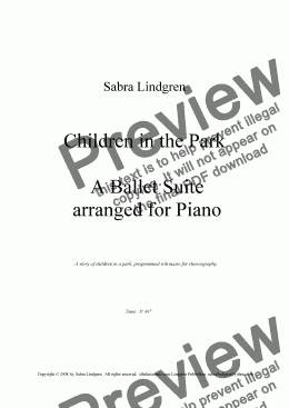 page one of Children in the Park Ballet Suite, Arranged for Piano