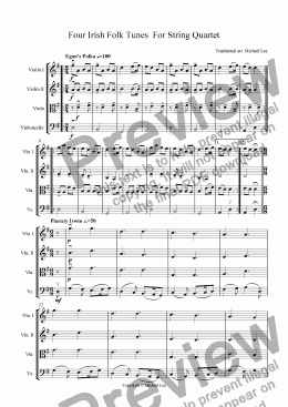 page one of Four Irish Folk Tunes For String Quartet
