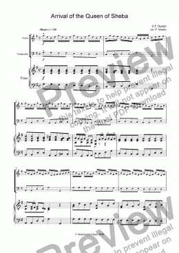 page one of Arrival of the Queen of Sheba - Piano Trio