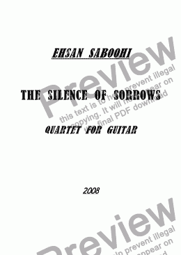 page one of The silence of  sorrows (Quartet for guitar)