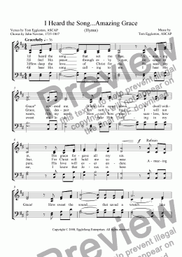 page one of I Heard the Song...Amazing Grace, Hymn