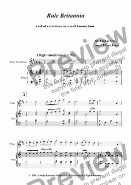 page one of Rule Britannia  (Variations for Tenor Sax and Piano))