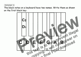 page one of Worksheet 14: Name the black keys