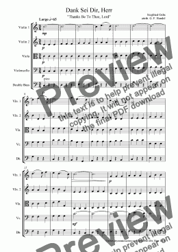 page one of Ochs atrib Handel Dank Sei Dir, Herr for String Orchestra