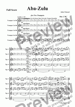 page one of Aba-Zulu (for five Trumpets)