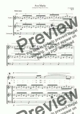 page one of Ave Maria (F Schubert)- Download Sheet Music for String Trio & High or Mezzo Voice