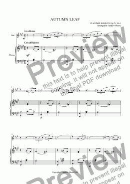 page one of ’Autumn Leaf’ for flute & piano