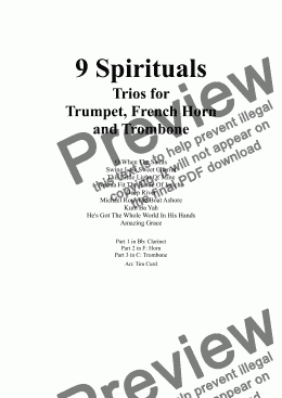 page one of 9 Spirituals. Trios For Trumpet, French Horn and Trombone