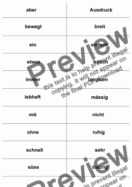 page one of Flash Cards: Additional German Terms Grade 5