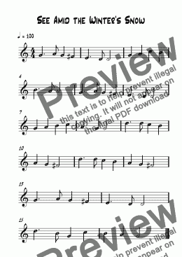 page one of See Amid the Winter’s Snow  - Easy Melody