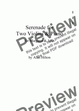 page one of Serenade for Two Violins with Piano