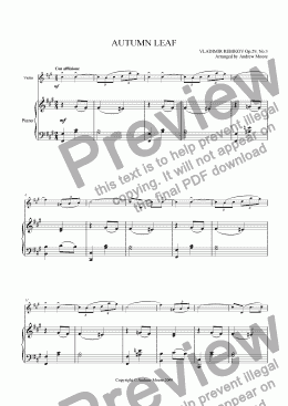 page one of ’Autumn Leaf’ for violin & piano