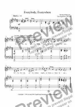page one of Everybody, Everywhere (SATB)