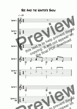 page one of See Amid the Winter’s Snow - Guitar Quartet