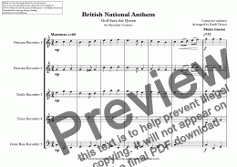 page one of British National Anthem (God Save The Queen) for Recorder Consort (MFAO World National Anthem Series)
