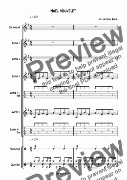 page one of Noel Nouvelet - Guitar quartet (with cor anglais)
