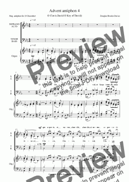 page one of Brooks-Davies: Advent Antiphon  4, O Clavis David (Latin) SATB choir + organ