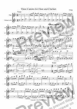 page one of Three Canons for Flute and Clarinet