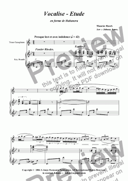 page one of Vocalise - Etude   (Tenor Sax and Piano)