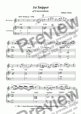 page one of 1st Snippet of Conversations  (Jazz Etude,  Clarinet and Piano)